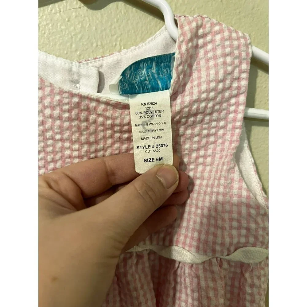 Baby Girl's Funtasia Too Pink & White Checkered Romper Size 6M [EXCELLENT]